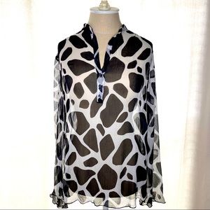 Talbots Silk Leopard Print Sheer Top Size 12.